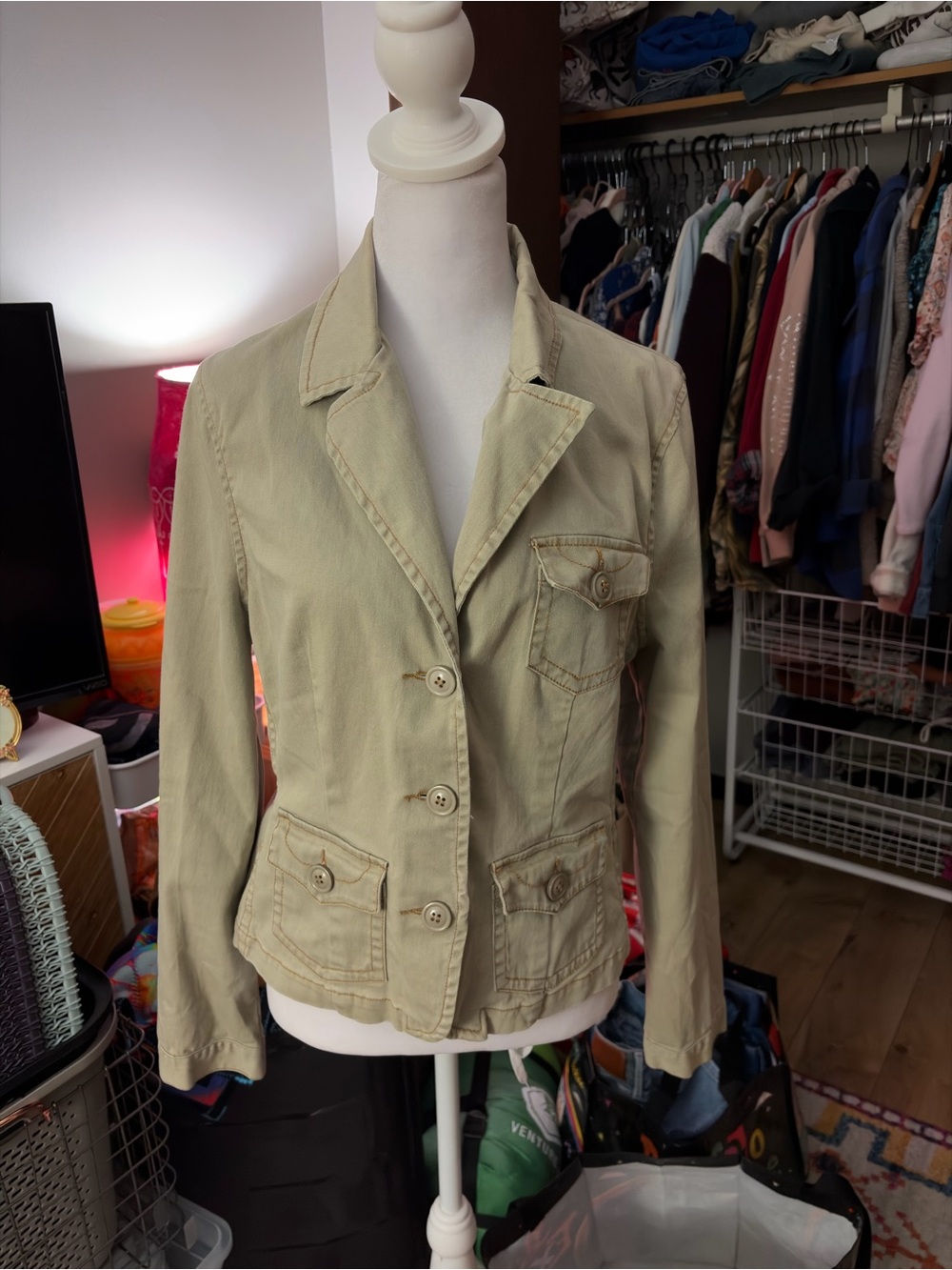 Sashimi x Women’s tan utility blazer jacket size large.